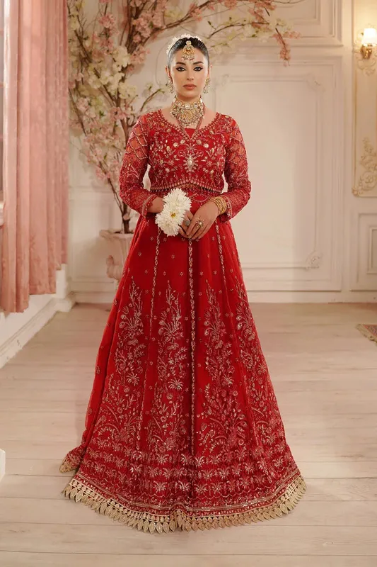 Maryams Tabeer Luxury Collection Red Raw Silk – view 1 – Poshaq