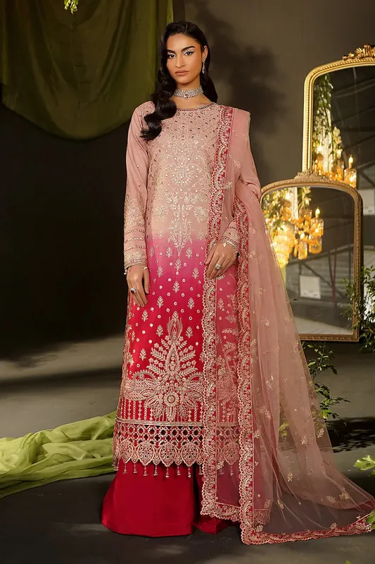 Maryams Bekhudi Formals Pink Raw Silk – view 1 – Poshaq