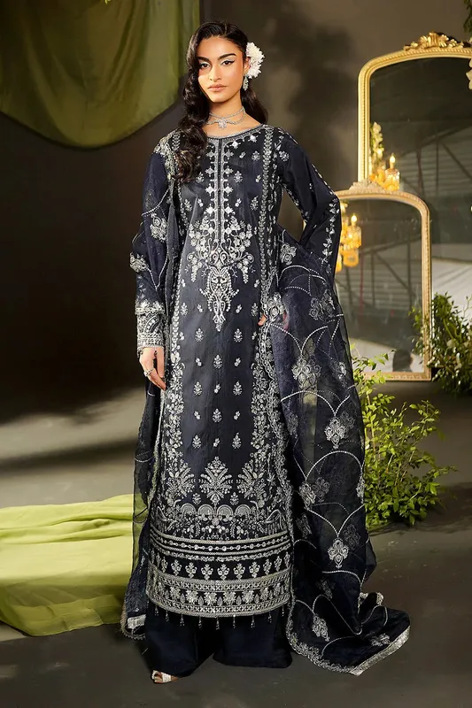 Maryams Bekhudi Formals Black Raw Silk – view 1 – Poshaq