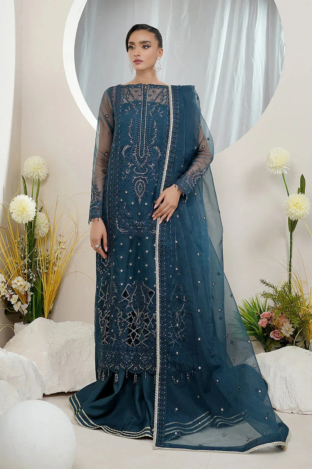 Maryams Embellished Pret Zinc Organza – view 1 – Poshaq