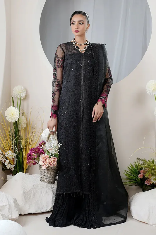 Maryams Embellished Pret Black Organza – view 1 – Poshaq