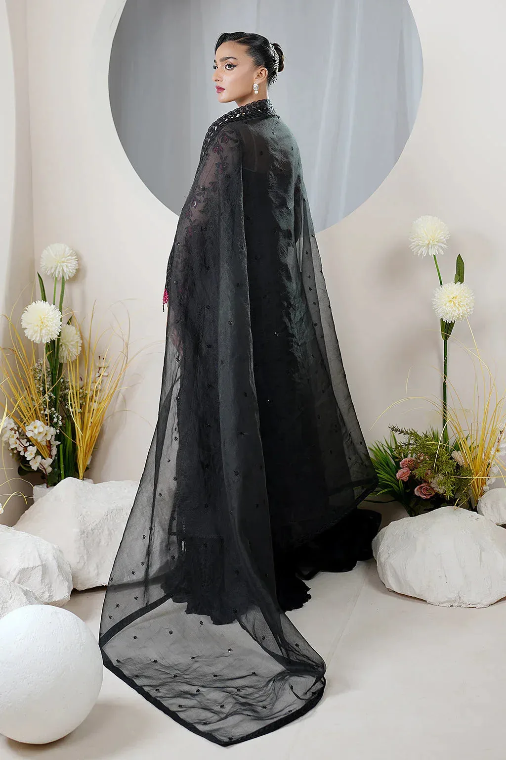 Maryams Embellished Pret Black Organza – view 2 – Poshaq