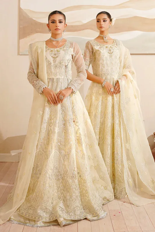Maryams Hayat Wedding Formal Off White Organza – view 1 – Poshaq