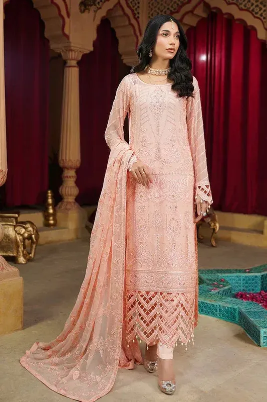 Maryams Aarzu Formals Pink Chiffon – view 1 – Poshaq