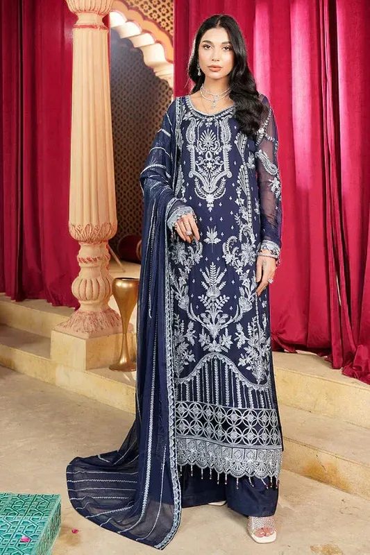 Maryams Aarzu Formals Blue Chiffon – view 1 – Poshaq