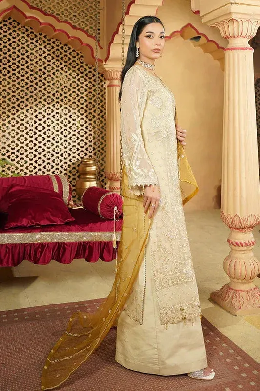 Maryams Aarzu Formals Cream Chiffon – view 1 – Poshaq