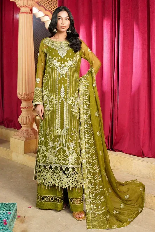 Maryams Aarzu Formals Green Chiffon – view 1 – Poshaq
