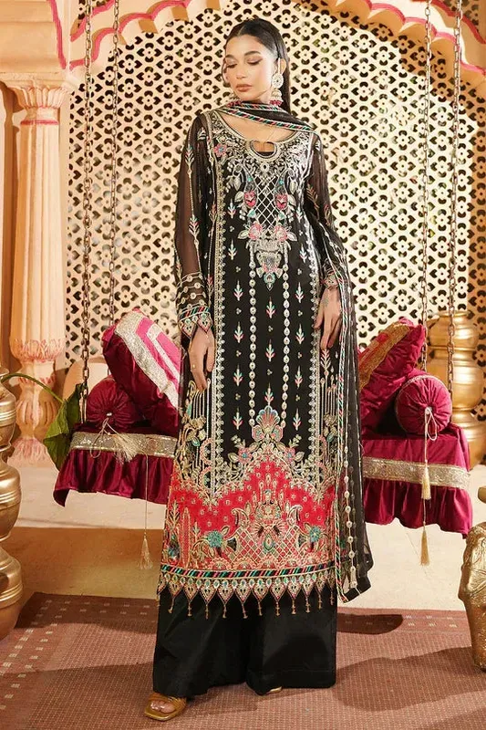 Maryams Aarzu Formals Black Chiffon – view 1 – Poshaq