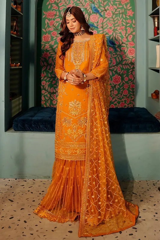 Maryams Reet Formals Orange Organza – view 1 – Poshaq