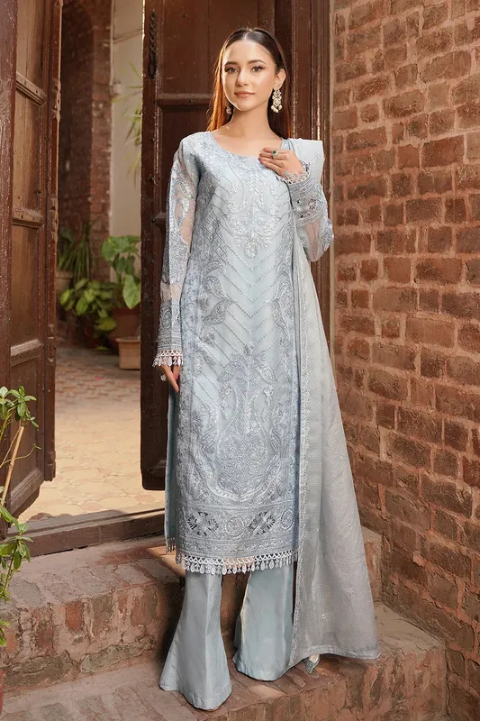 Maryams Luxury Eid Pret Grey Organza – view 1 – Poshaq