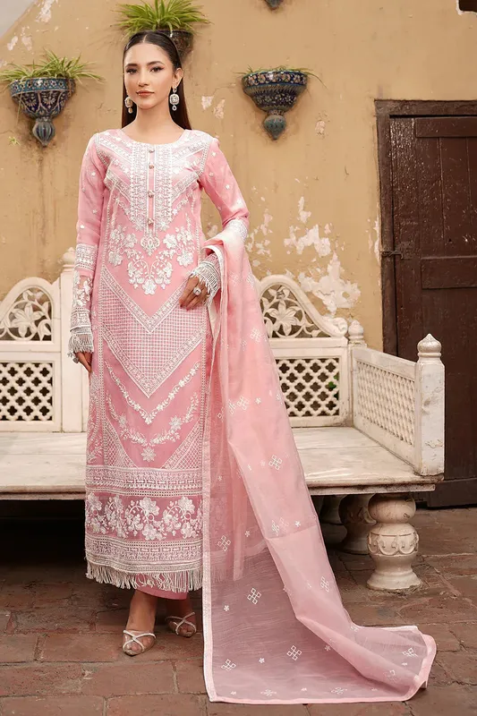 Maryams Luxury Eid Pret Pink Organza – view 1 – Poshaq