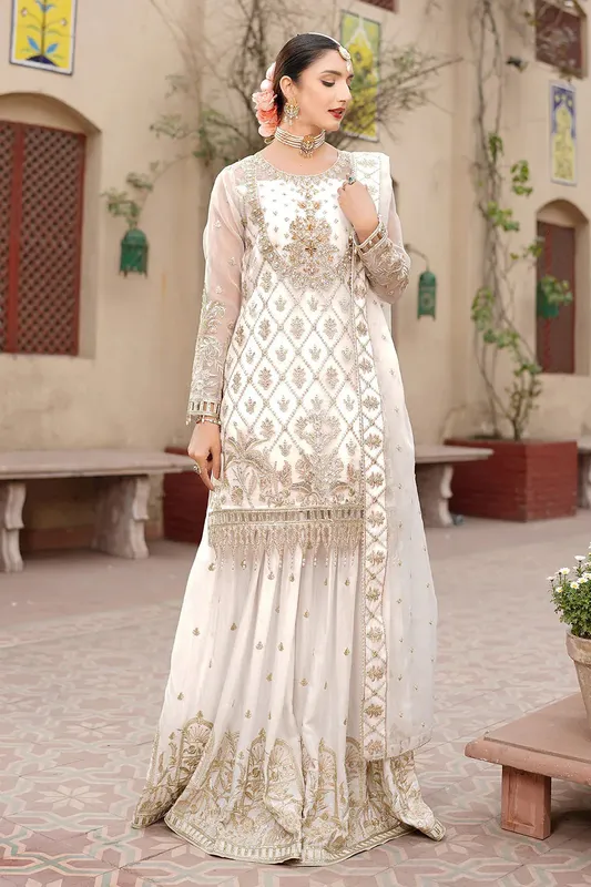 Maryams Lemilsa Collection White Organza – view 1 – Poshaq