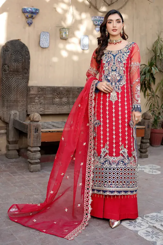Maryams Lemilsa Collection Red Organza – view 1 – Poshaq