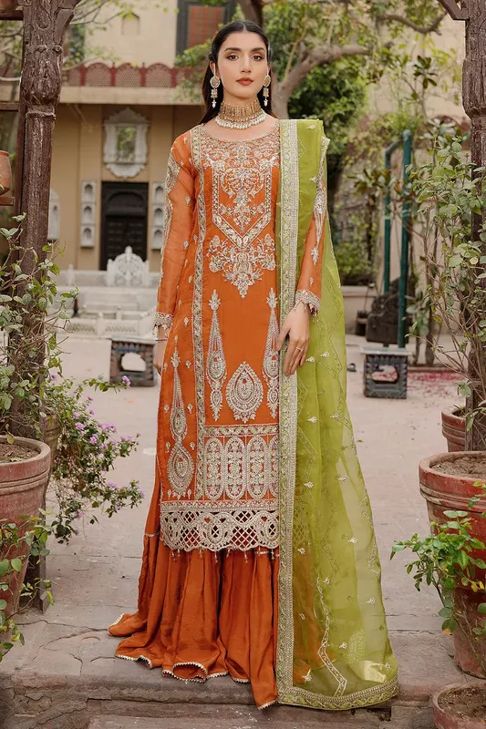Maryams Lemilsa Collection Orange Organza – view 1 – Poshaq