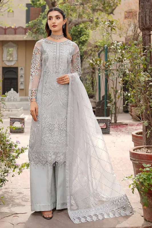 Maryams Lemilsa Collection Grey Organza – view 1 – Poshaq
