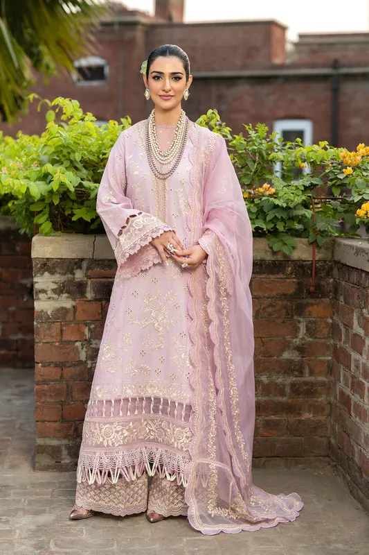 Maryam Hussain Luxury Lawn 25 Light Pink Organza – view 1 – Poshaq