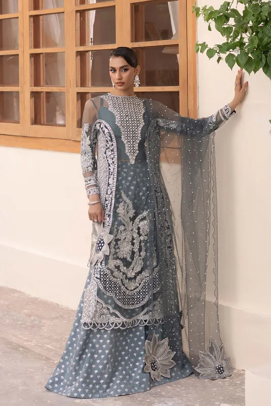 Maryam Hussain Marwa Luxury Formals 24 Grey Cotton Silk – view 1 – Poshaq