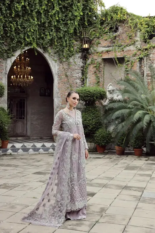 Maryam Hussain Raha Luxury Festive 23 Lilac Raw Silk – view 1 – Poshaq