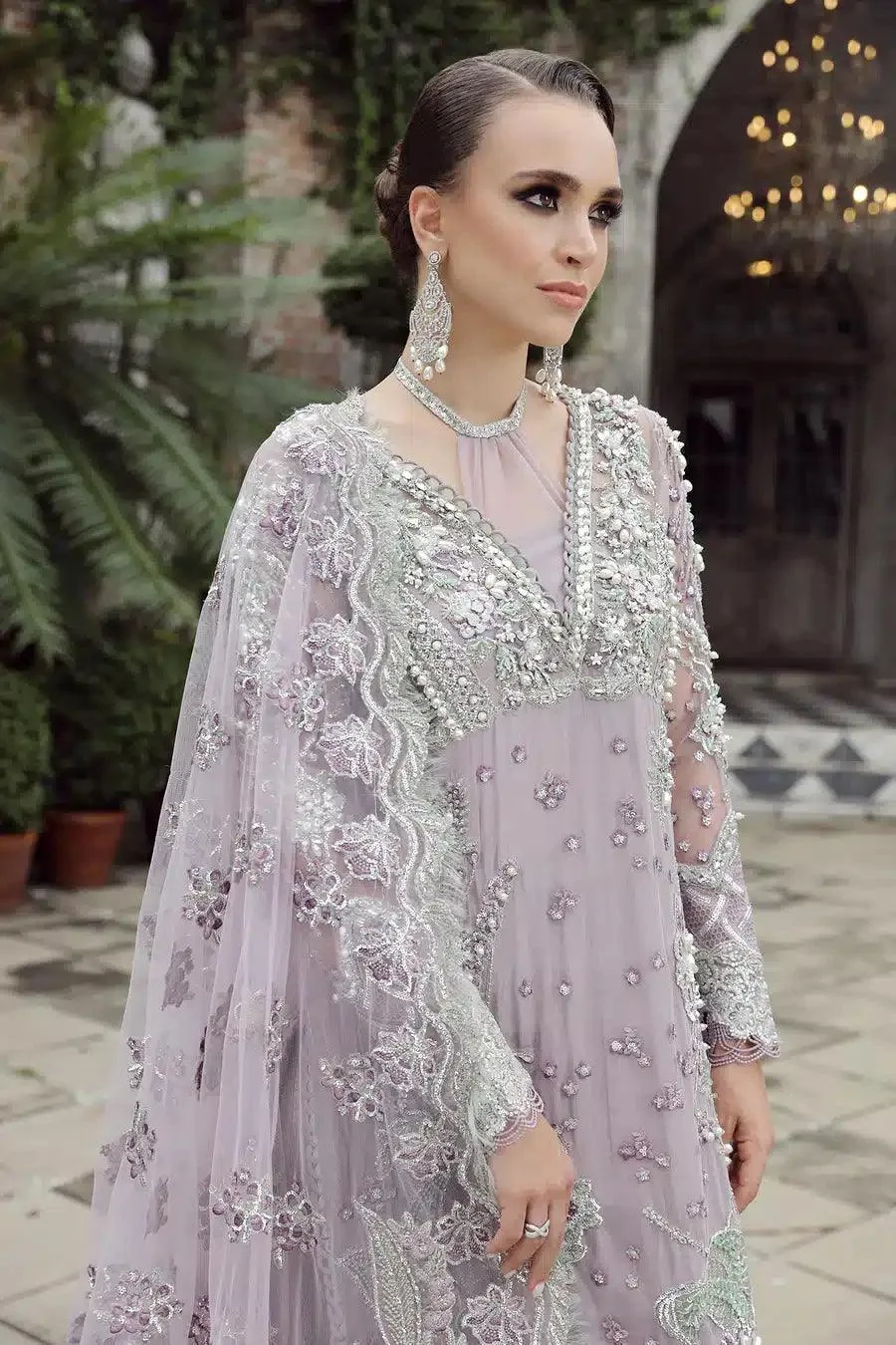 Maryam Hussain Raha Luxury Festive 23 Lilac Raw Silk – view 4 – Poshaq