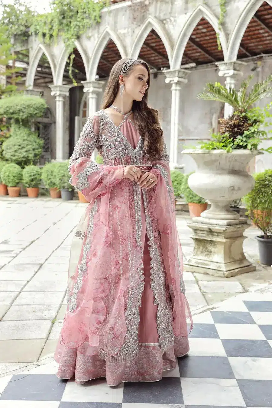 Maryam Hussain Raha Luxury Festive 23 Pink Raw Silk – view 1 – Poshaq
