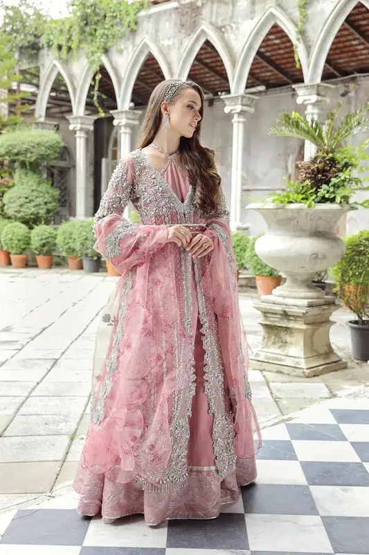 Maryam Hussain Raha Luxury Festive 23 Pink Raw Silk – view 1 – Poshaq