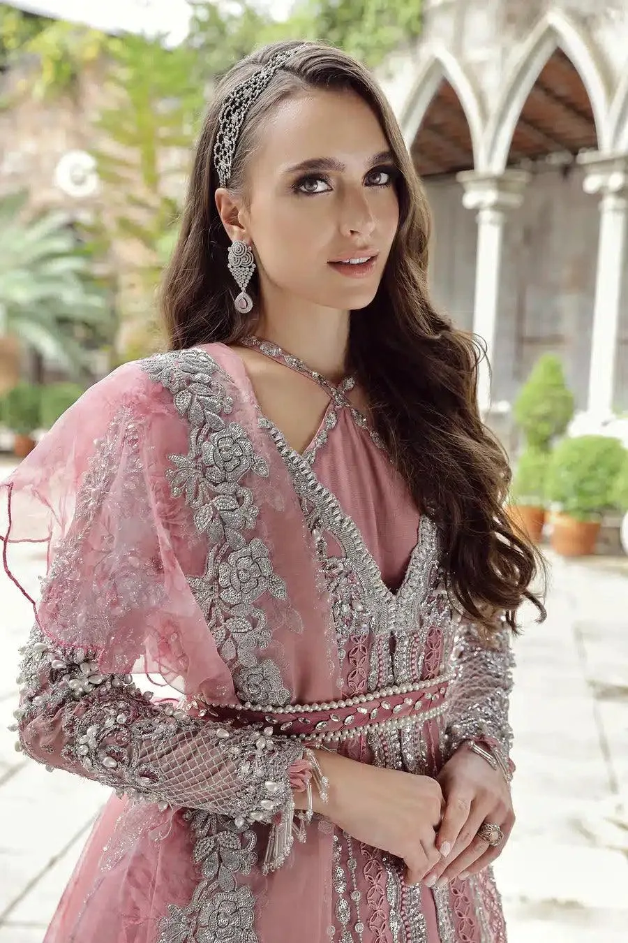 Maryam Hussain Raha Luxury Festive 23 Pink Raw Silk – view 3 – Poshaq