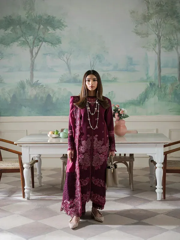 Maryam Hussain Laani Luxury Pret Purple Organza – view 1 – Poshaq