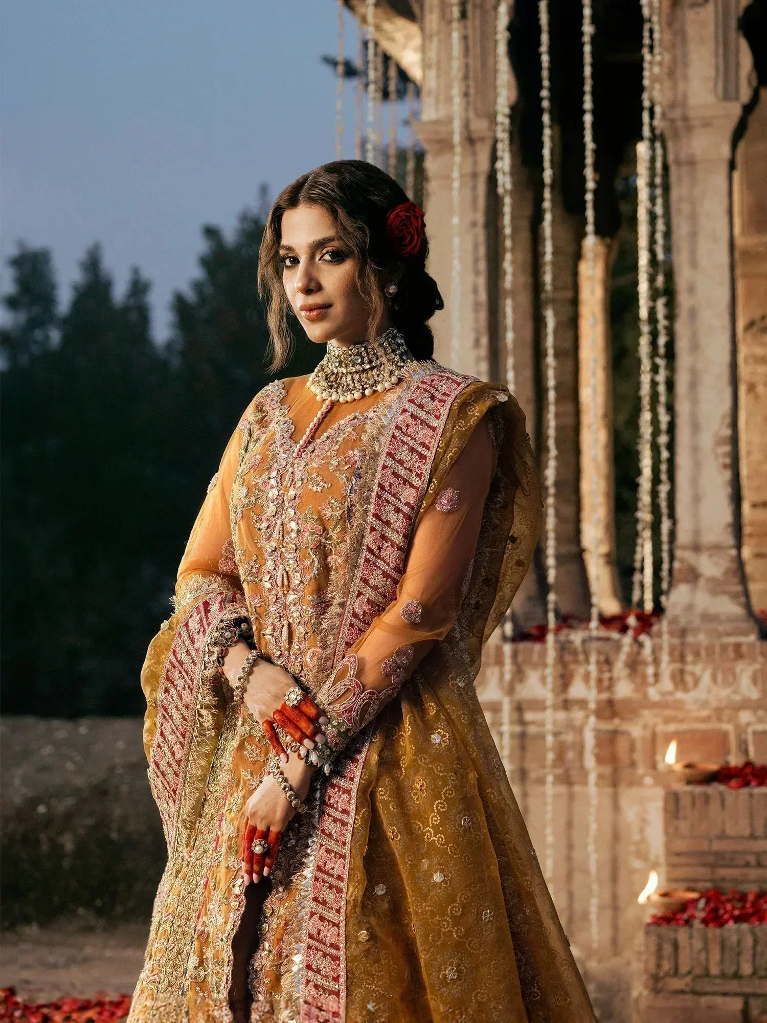 Maryam Hussain Gulaab Wedding Formals 24 Mustard Raw Silk – view 4 – Poshaq