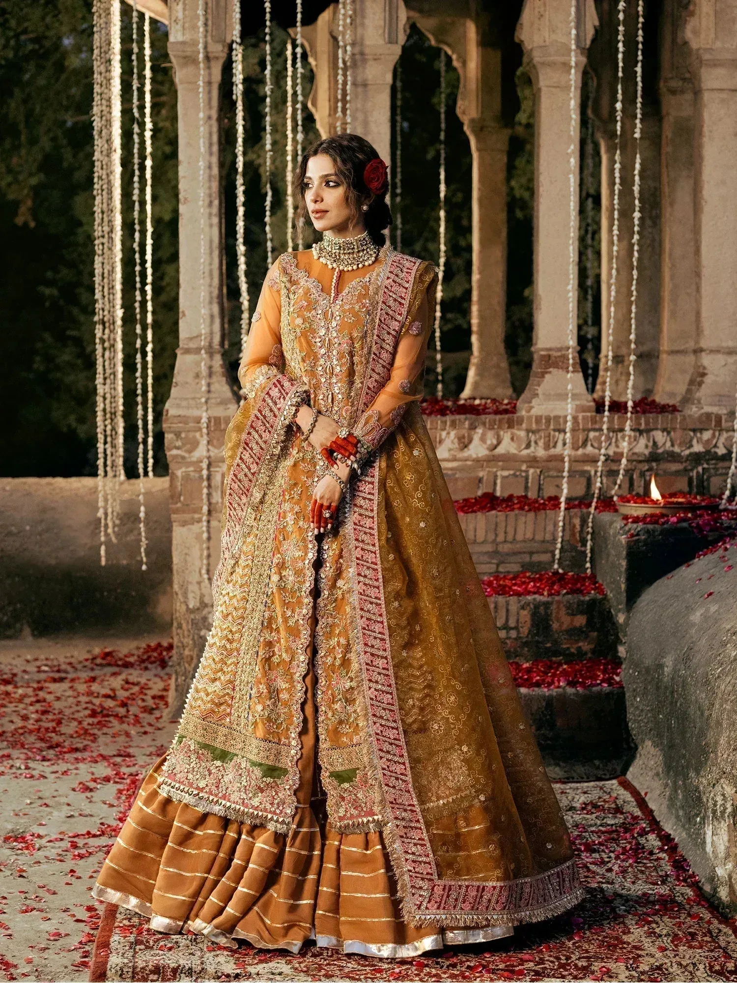 Maryam Hussain Gulaab Wedding Formals 24 Mustard Raw Silk – view 5 – Poshaq