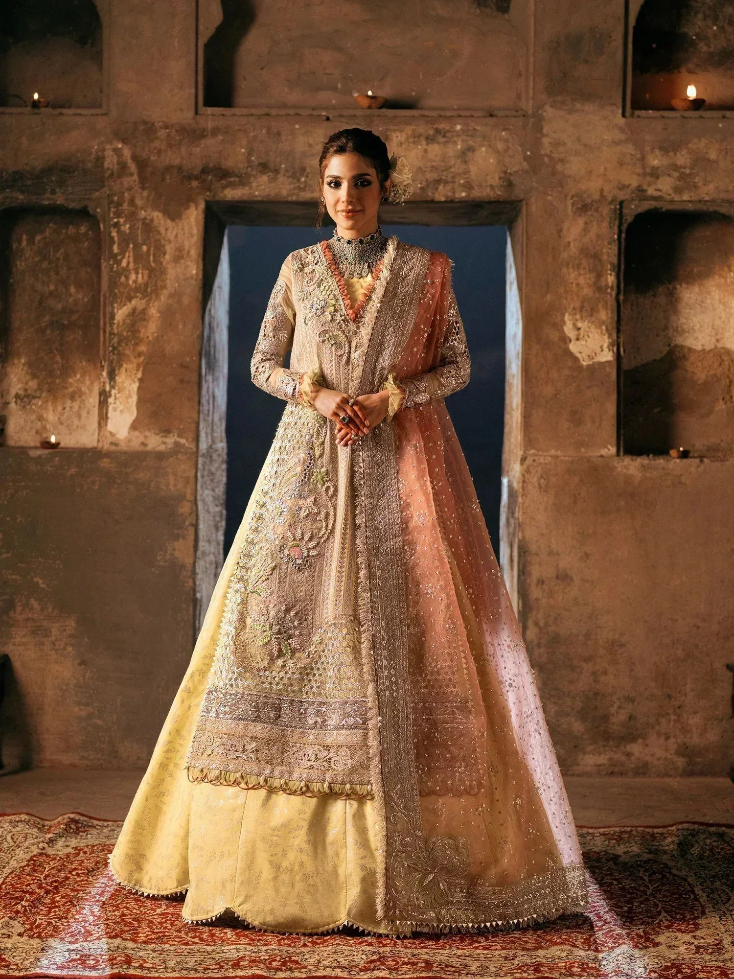 Maryam Hussain Gulaab Wedding Formals 24 Yellow Organza – view 1 – Poshaq