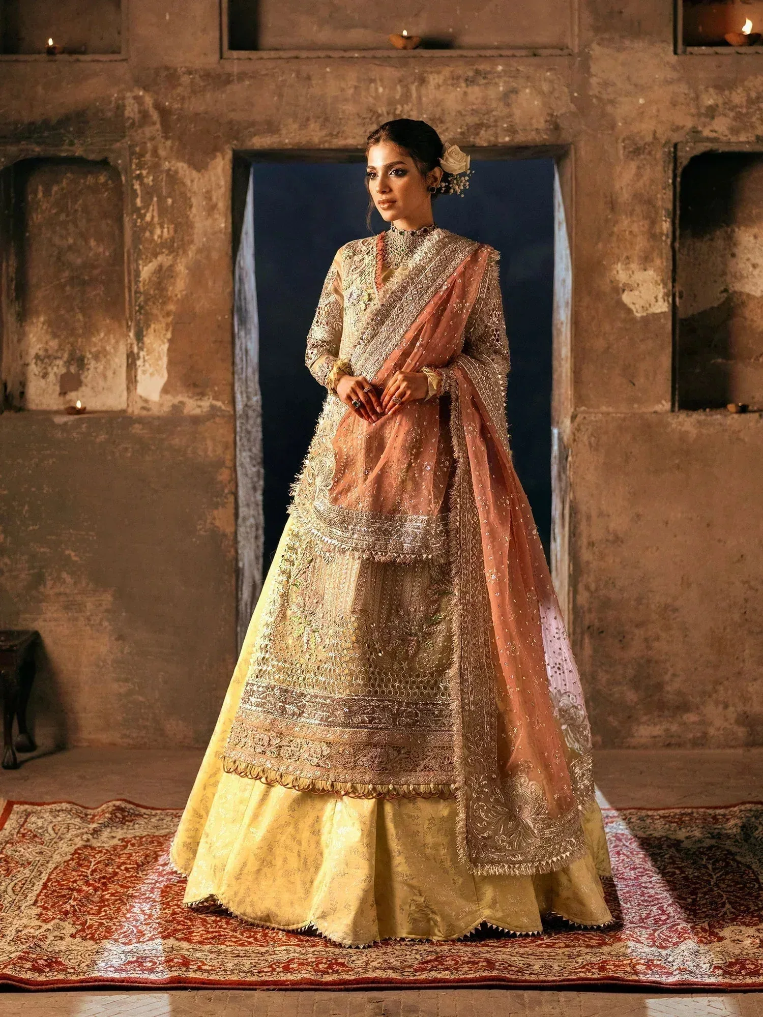 Maryam Hussain Gulaab Wedding Formals 24 Yellow Organza – view 5 – Poshaq