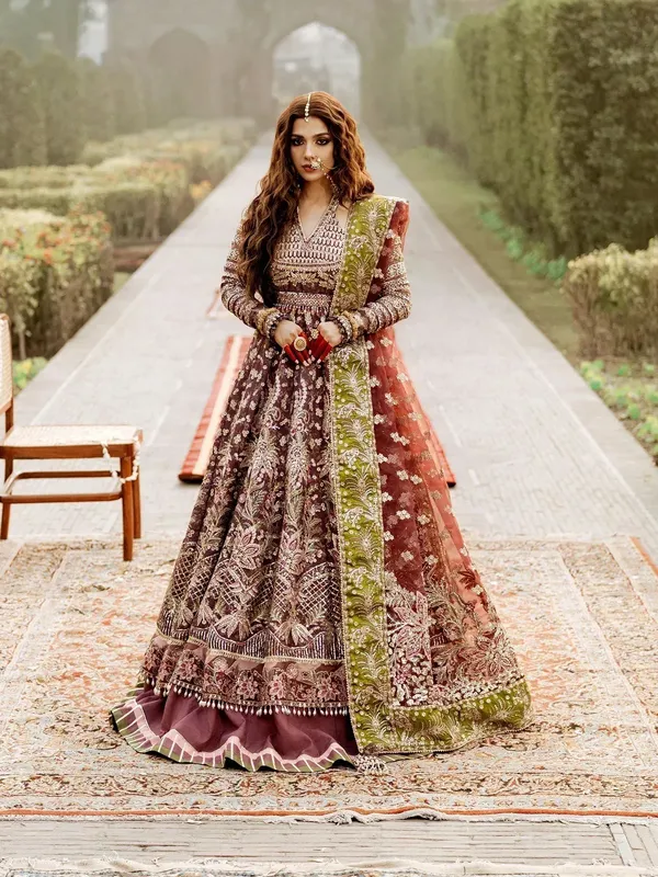 Maryam Hussain Gulaab Wedding Formals 24 Raw Silk – view 1 – Poshaq