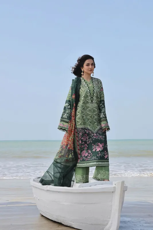Maryam Hussain Luxury Lawn 24 Green Organza – view 1 – Poshaq