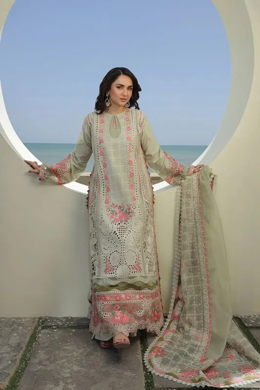 Maryam Hussain Luxury Lawn 24 Grey Organza – view 1 – Poshaq
