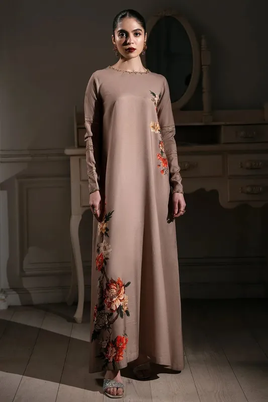 Mina Kashif Emilie Formals Rosy Brown Silk – view 1 – Poshaq