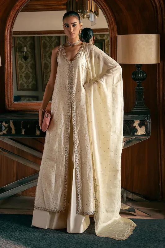 Mina Kashif Emilie Formals Ivory Silk – view 1 – Poshaq