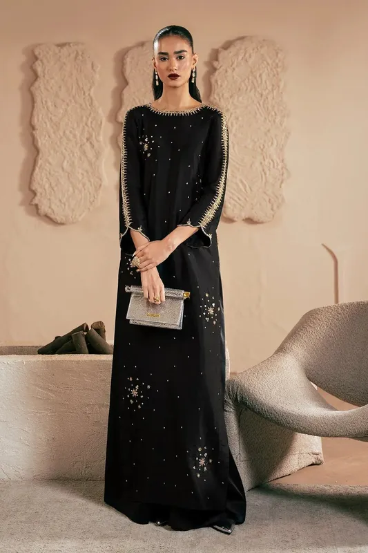 Mina Kashif Emilie Formals Black Organza – view 1 – Poshaq