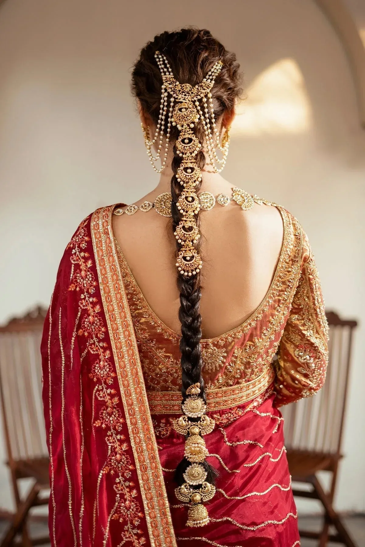 Mina Kashif Noor Jahan Wedding Formals Red Silk – view 5 – Poshaq