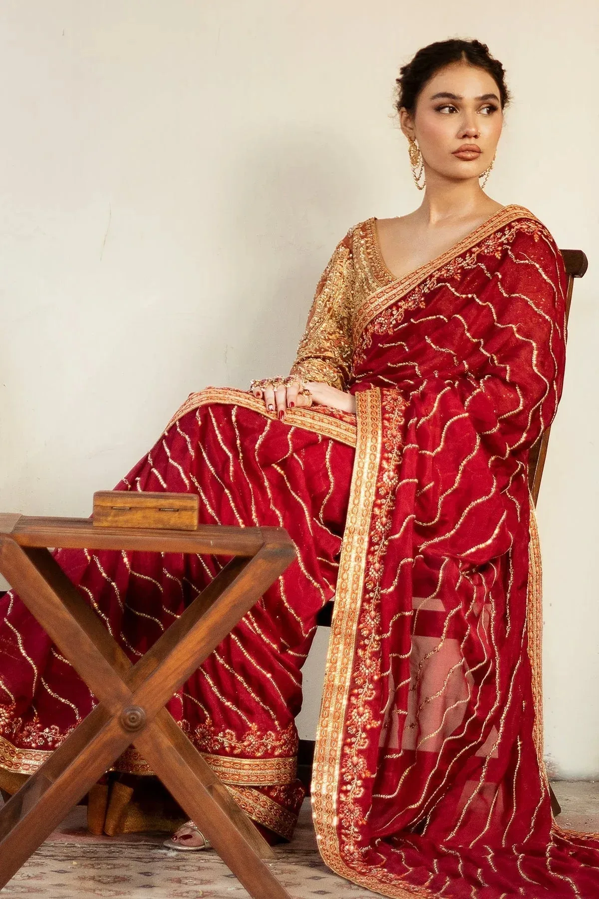 Mina Kashif Noor Jahan Wedding Formals Red Silk – view 7 – Poshaq