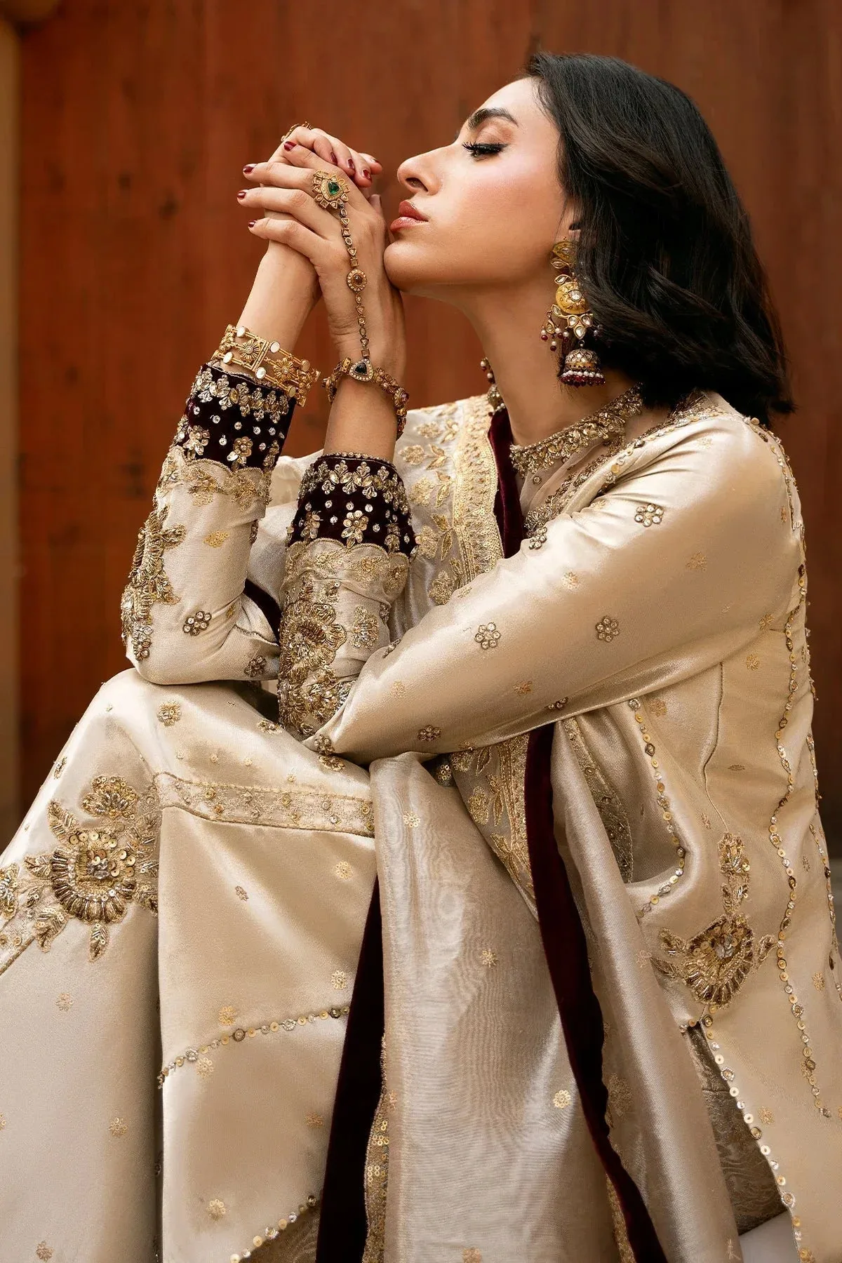 Mina Kashif Noor Jahan Wedding Formals Ivory Masoori – view 4 – Poshaq