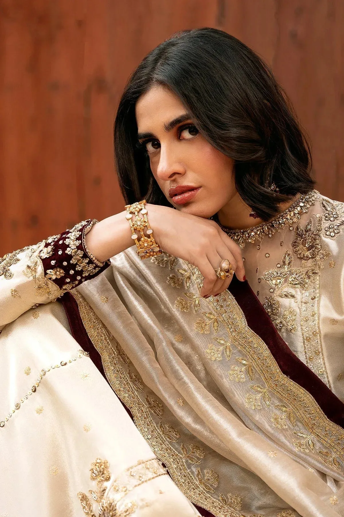 Mina Kashif Noor Jahan Wedding Formals Ivory Masoori – view 6 – Poshaq