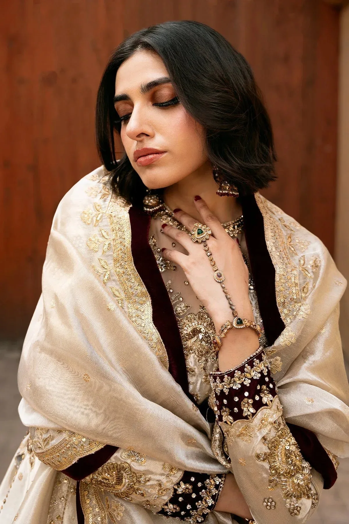 Mina Kashif Noor Jahan Wedding Formals Ivory Masoori – view 7 – Poshaq