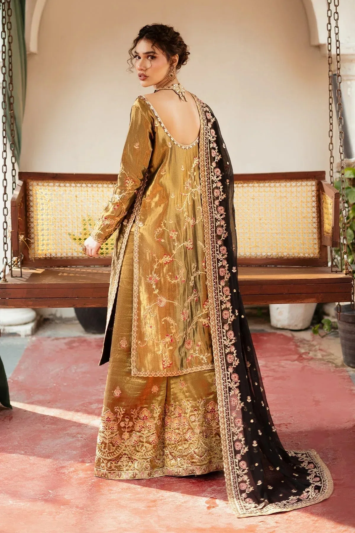 Mina Kashif Noor Jahan Wedding Formals Green Masoori – view 2 – Poshaq