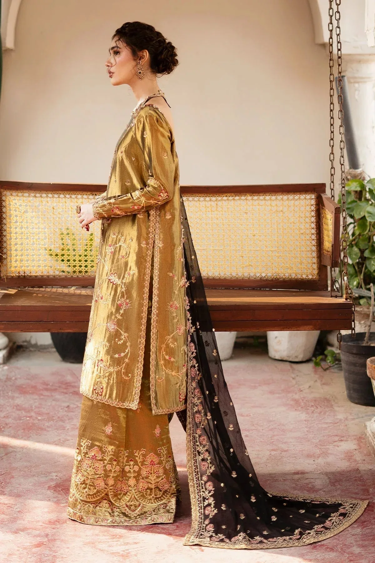 Mina Kashif Noor Jahan Wedding Formals Green Masoori – view 3 – Poshaq