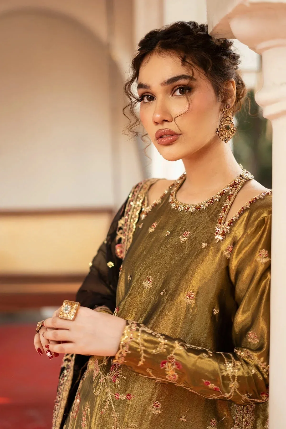 Mina Kashif Noor Jahan Wedding Formals Green Masoori – view 6 – Poshaq