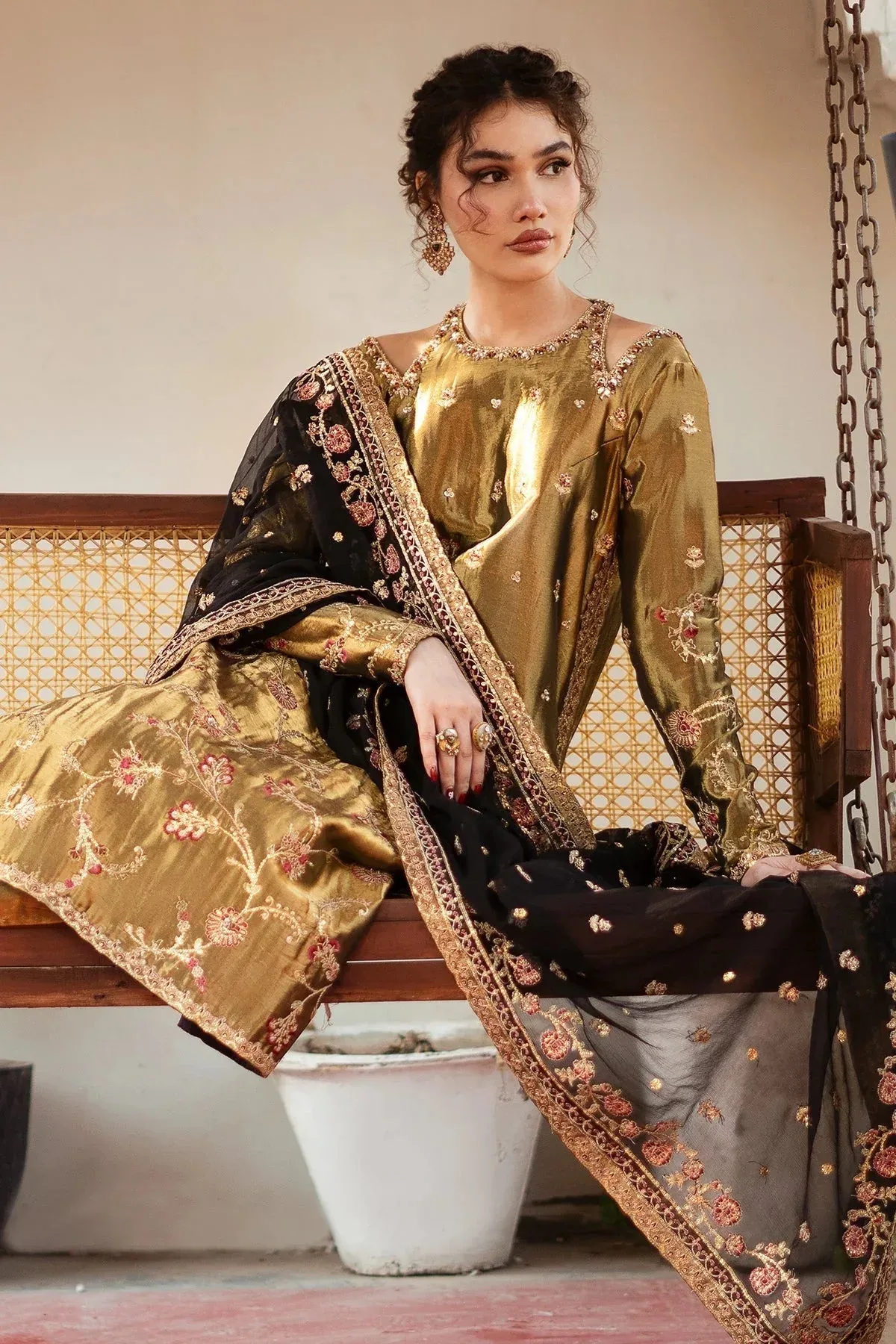 Mina Kashif Noor Jahan Wedding Formals Green Masoori – view 7 – Poshaq