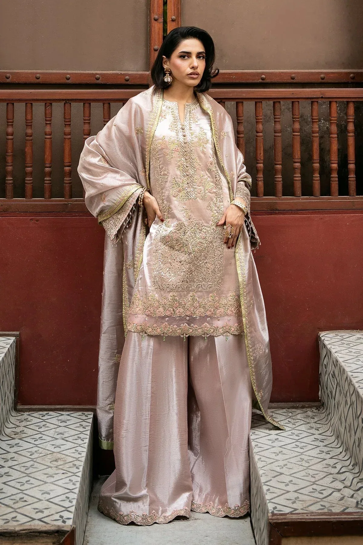 Mina Kashif Noor Jahan Wedding Formals Lavender Masoori – view 3 – Poshaq