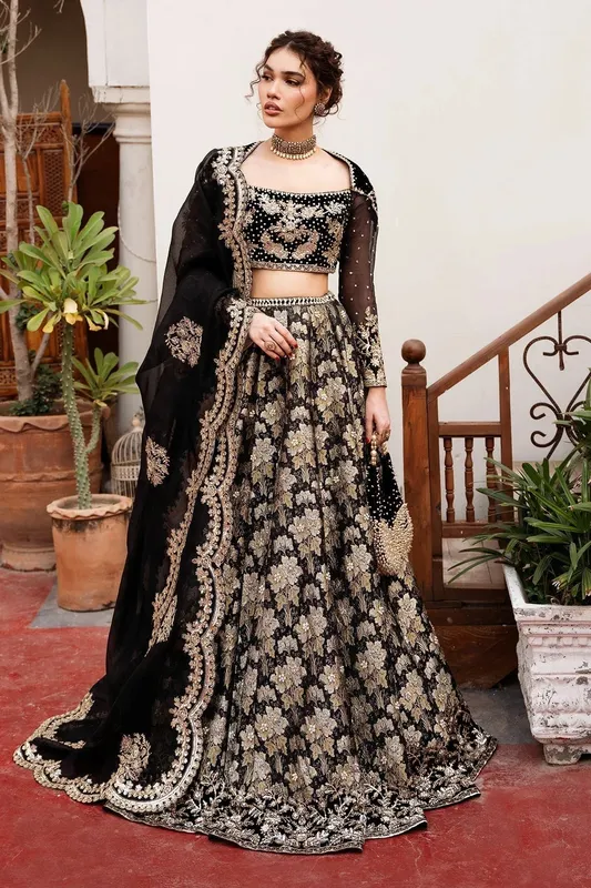 Mina Kashif Noor Jahan Wedding Formals Black – view 1 – Poshaq