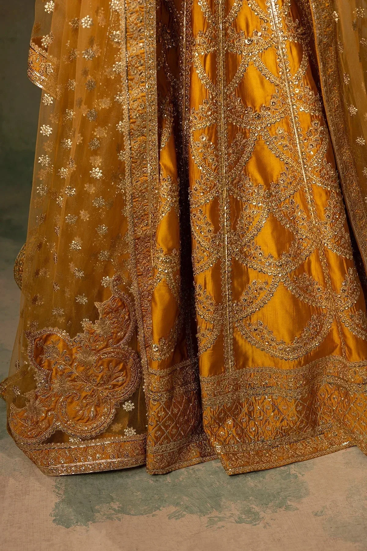 Mina Kashif Noor Jahan Wedding Formals Mustard Net – view 10 – Poshaq