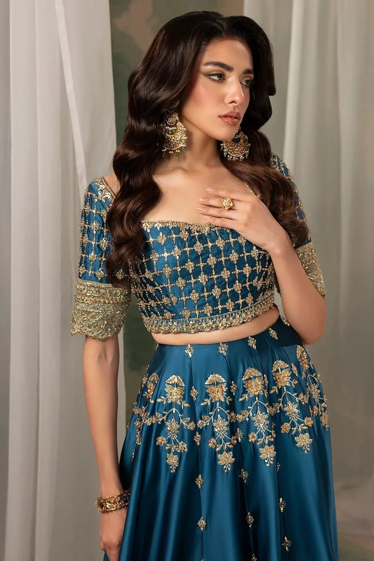 Mina Kashif Noor Jahan Wedding Formals Green Silk – view 10 – Poshaq